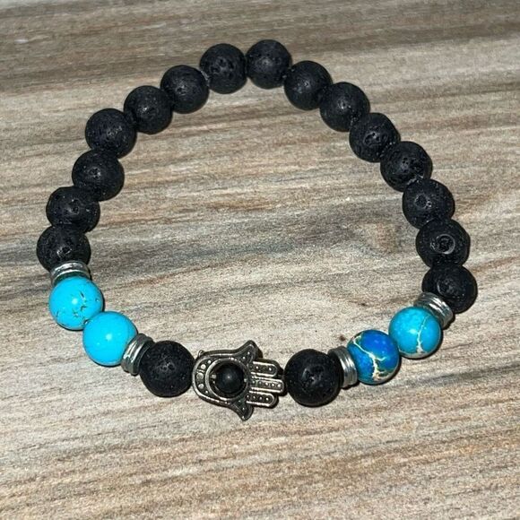 MILAKOO Evil Eye Stone Stretch Bracelet Lava Rock Bohemian Chic Classic Core - Picture 1 of 7